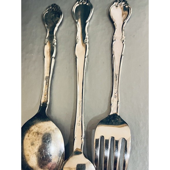 Vintage Oneida Community Affection Silver Plate Child Set Knife Fork Spoon 3pc - Picture 5 of 16